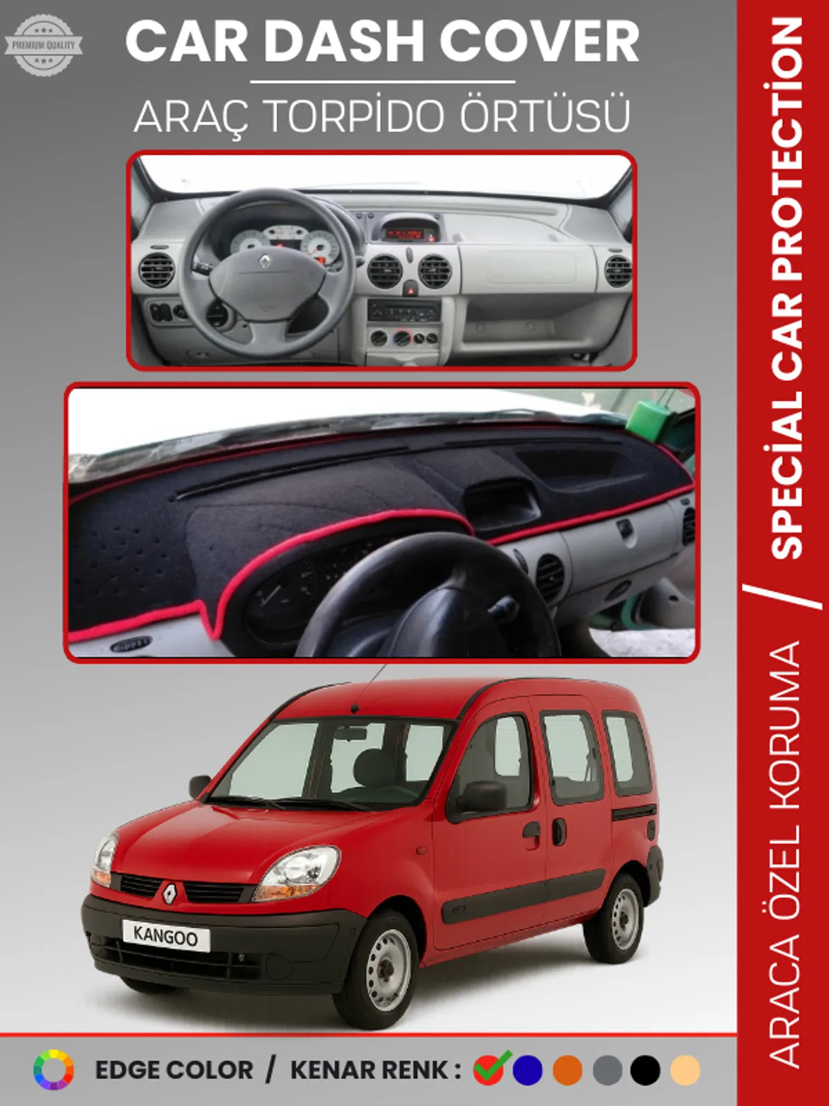 RENAULT KANGOO (1997-2008) Uyumlu Torpido Örtüsü Araca Özel Ön Göğüs Koruma