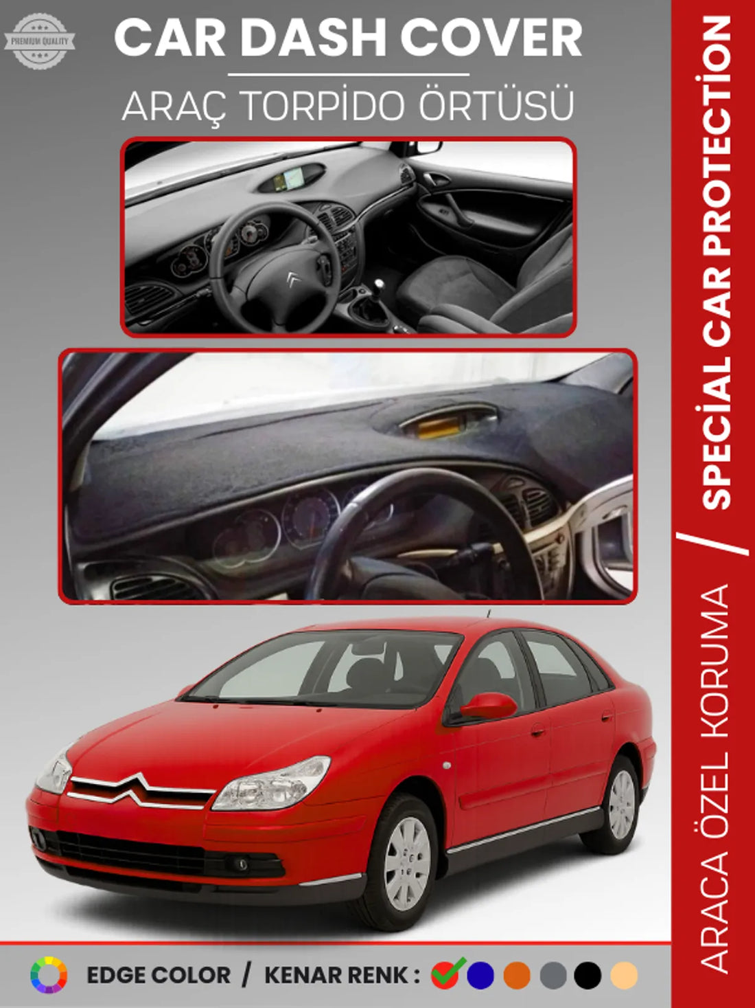 CITROEN C5 (2004-2008) Uyumlu Torpido Örtüsü Araca Özel Ön Göğüs Koruma