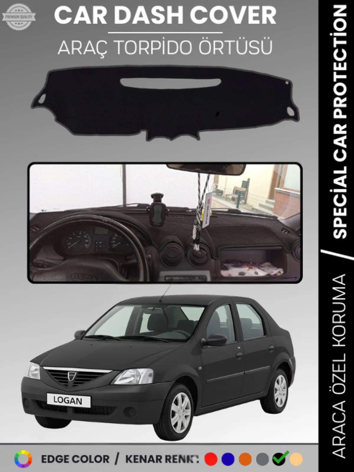 DACIA LOGAN 1 (2004-2012) Uyumlu Torpido Örtüsü Araca Özel Ön Göğüs Koruma