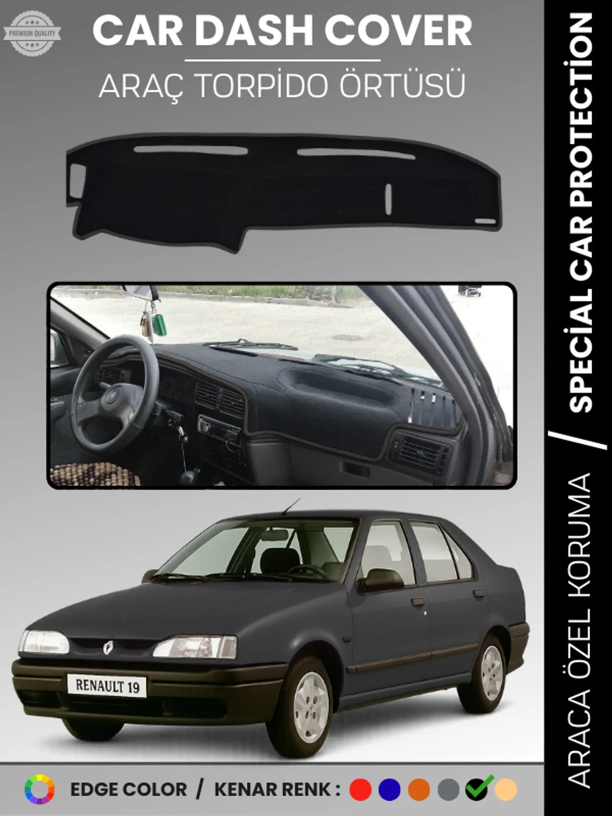 RENAULT 19 Uyumlu Torpido Örtüsü Araca Özel Ön Göğüs Koruma